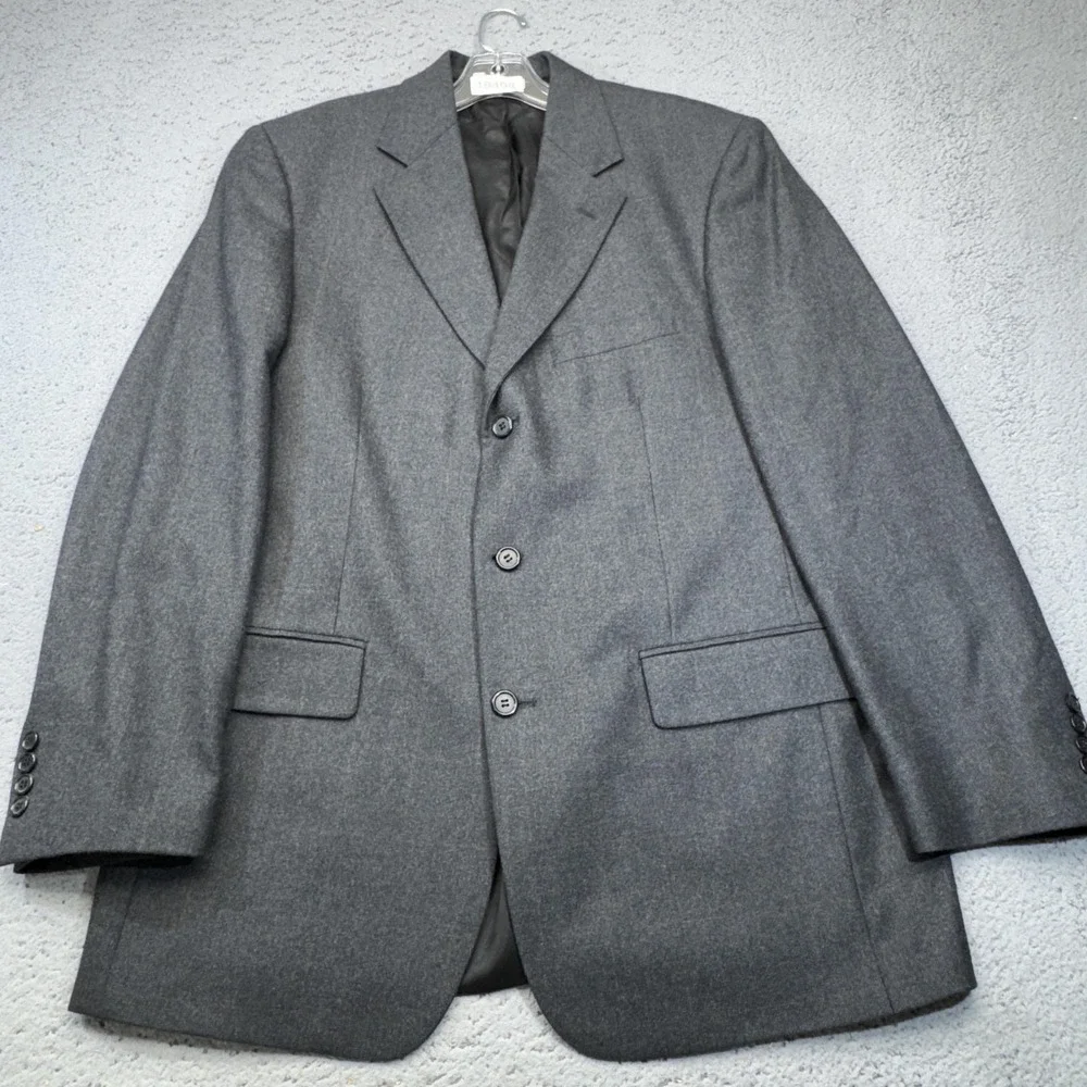 Brooks Brothers Blazer Mens 42R Gray Worsted Wool 3 Button Classic Sport Coat